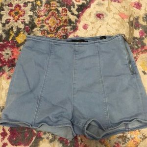 High waisted light wash shorts